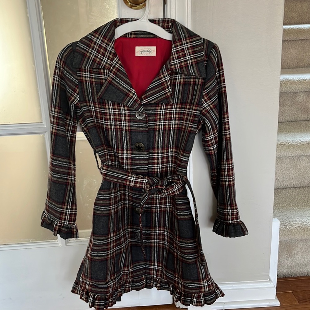 NWT Persnickity girls plaid belted coat size 8